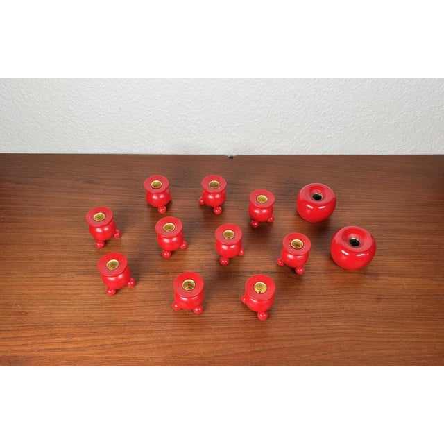 Mid-Century Traditional Swedish Wooden Christmas Candleholders, 1960s, Set of 12 For Sale - Image 10 of 13