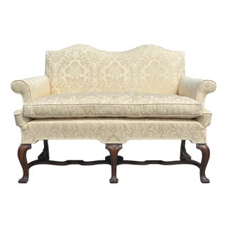 Edwardian Queen Anne Carved Walnut Sofa, 1900 For Sale