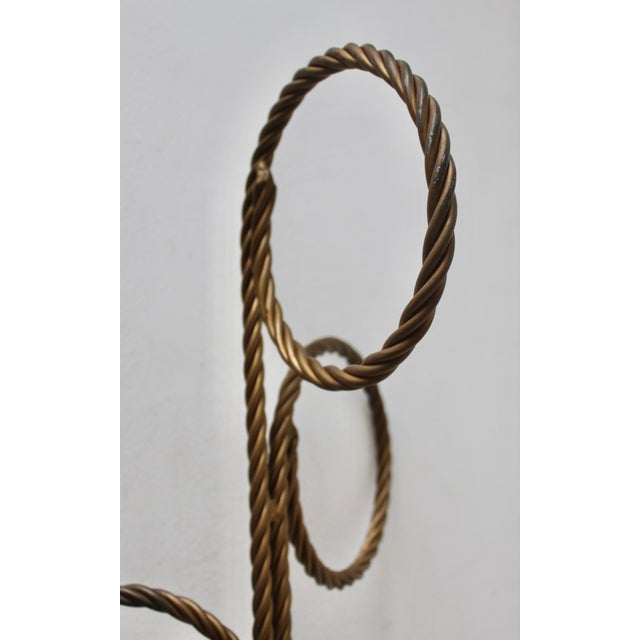 Freestanding Gold Finish Twisted Rope Hoops Towel Rack Vintage Hollywood Regency For Sale - Image 14 of 15