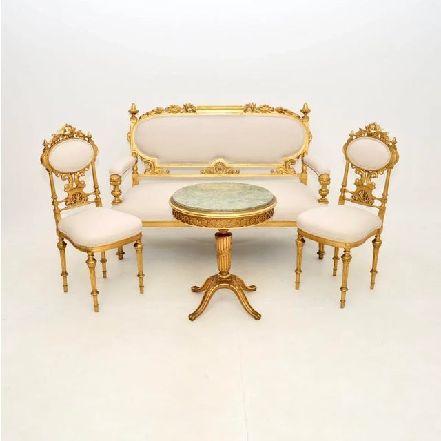 Swedish Empire Giltwood Settee, 1880s For Sale - Image 13 of 14