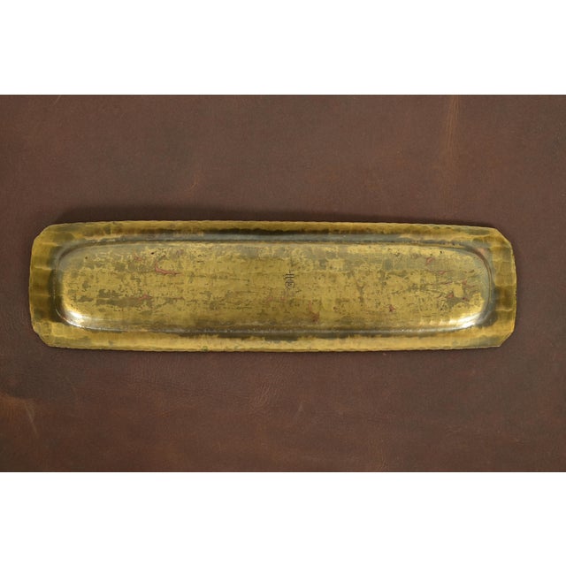 Brass Roycroft Arts & Crafts Brass Finished Hammered Copper Pen Tray For Sale - Image 8 of 11