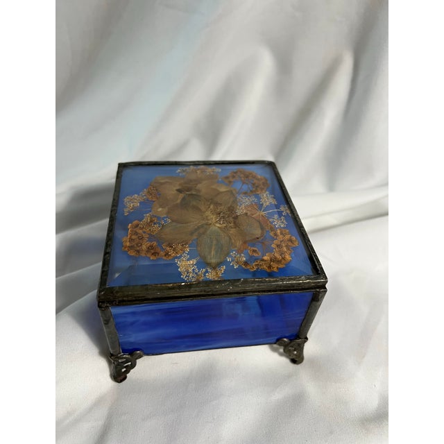 Handcrafted Blue Stained Glass Trinket Box For Sale - Image 4 of 11
