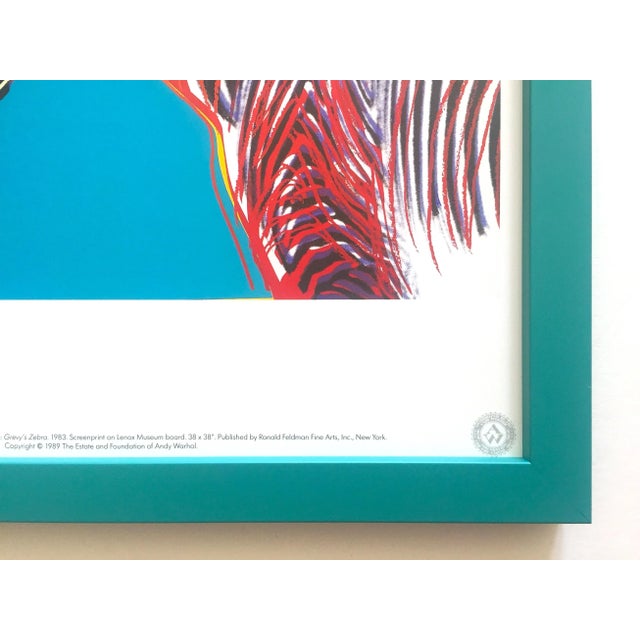 Andy Warhol Estate Vintage 1989 Endangered Species Framed Lithograph Print " Grevy's Zebra " 1983 For Sale - Image 12 of 13