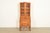 Art Deco Antique English Art Deco Carved Oak Drop Front Secretary Desk With Leaded Glass Bookcase Hutch For Sale - Image 3 of 17