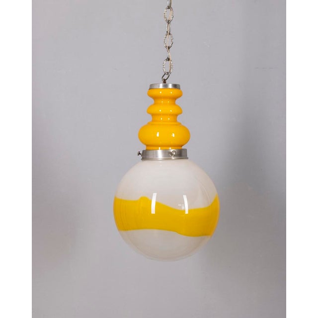 White Vintage Space Age Italian Yellow Glass Chandelier, 1970s For Sale - Image 8 of 8