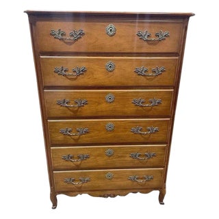 French Louis Style Highboy Dresser by Baker Furniture For Sale