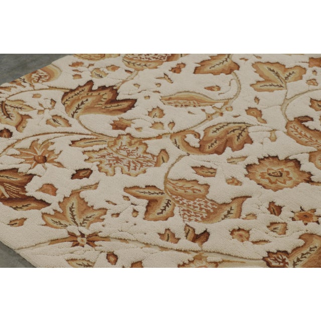 Rug & Kilim Rug & Kilim’s Tudor Style Rug in White & Cream With Beige-Brown Floral Patterns For Sale - Image 4 of 7