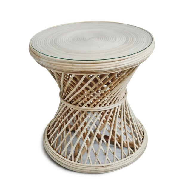 Contemporary Hourglass Wicker Side Table For Sale - Image 3 of 8
