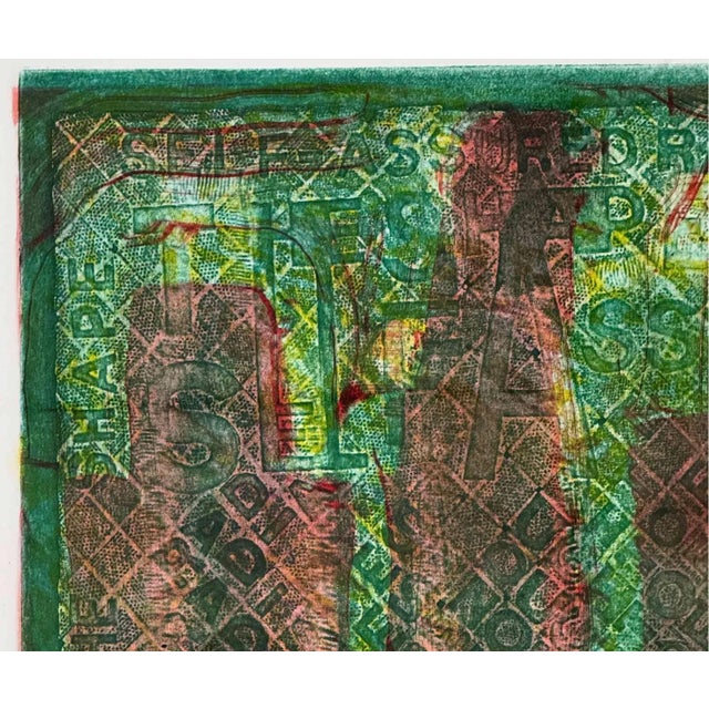 Abstract Raphael Ferrer. Vintage Mixed Media Print For Sale - Image 3 of 8