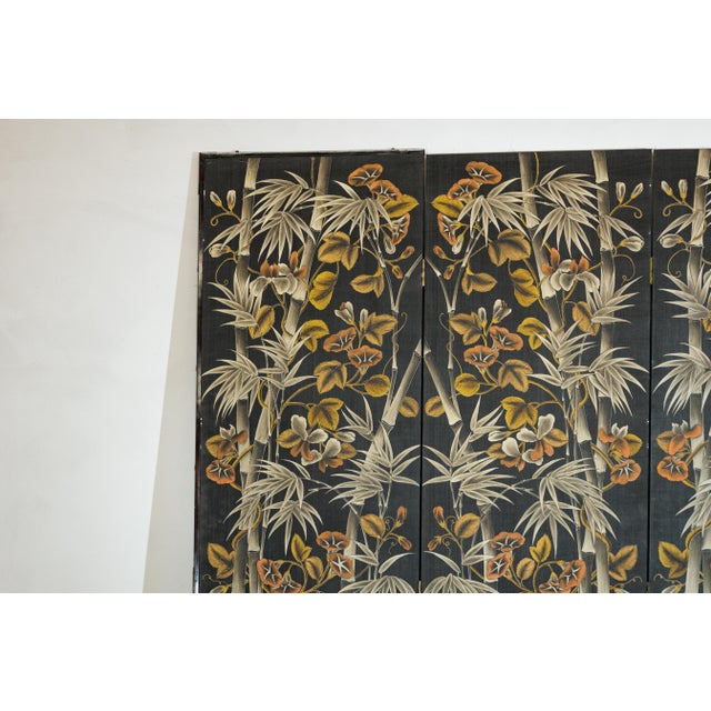 Vintage Chinese Four-Panel Screen with Bamboo and Floral Motifs For Sale - Image 16 of 18