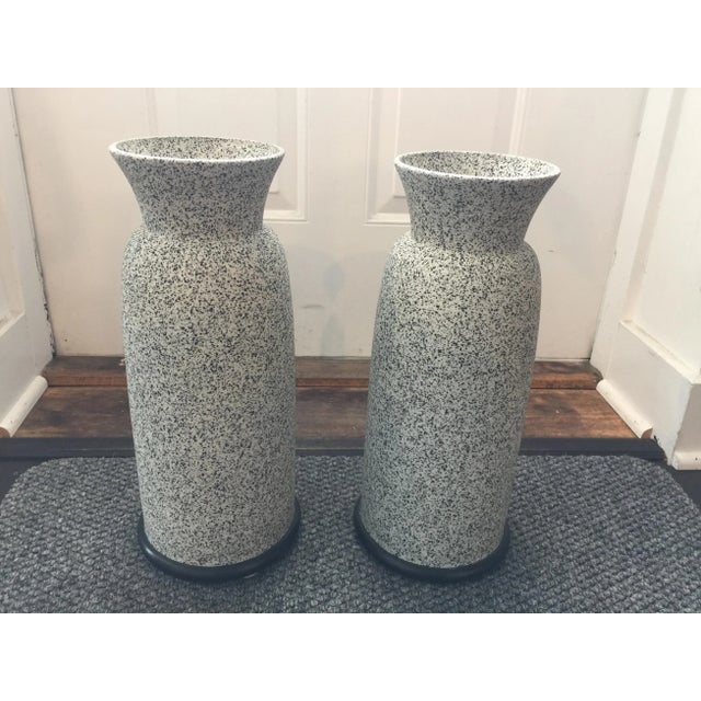 1960s Alfiero Mangani Granite Finish Ceramic Vases - A Pair For Sale - Image 5 of 8