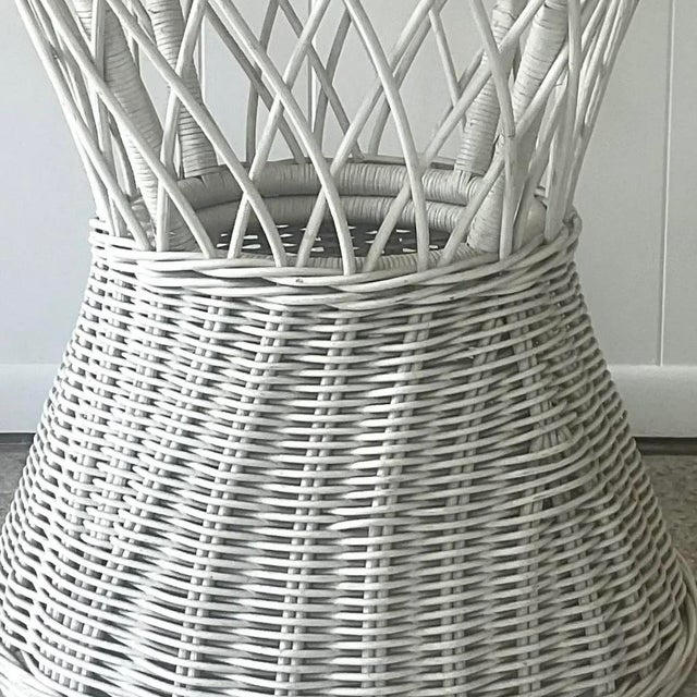 Late 20th Century Vintage Coastal Rattan Dining Table Pedestal For Sale - Image 12 of 16