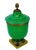 Hollywood Regency Antique French Green Opaline and Brass Large Covered Jar With Acorn Finial For Sale - Image 4 of 9