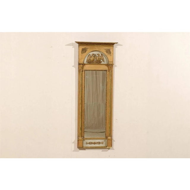 Mid-Century Modern 19th Century Swedish Gilded and Painted Slender Wooden Mirror For Sale - Image 3 of 11