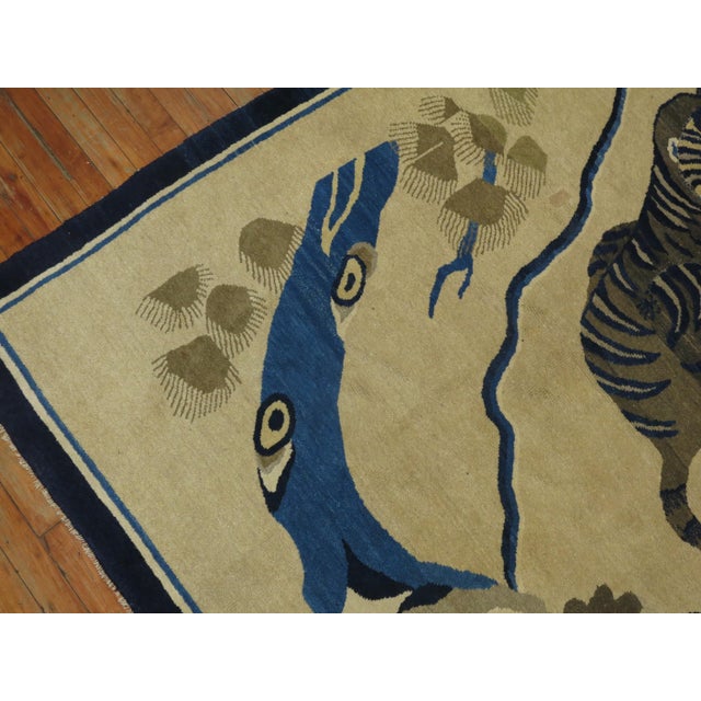 Spiritual Chinese Antique Tiger Pictorial Rug, Dated 1926 - 5'2" x 6'10" For Sale - Image 4 of 6