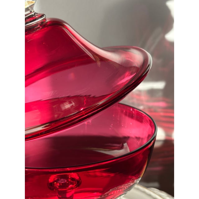 Ruby and Clear Crystal Drageoir from Baccarat, Late 19th Century For Sale - Image 6 of 15