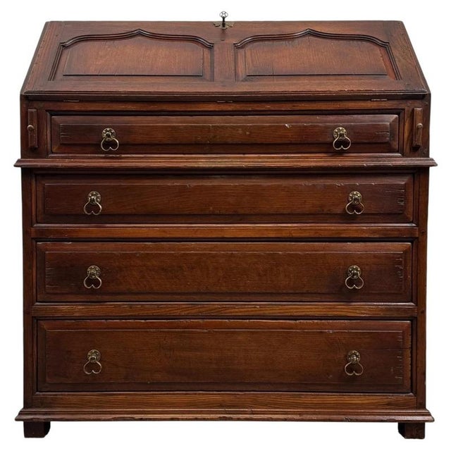 Antique Early 20th Century English Oak Bureau with Fitted Interior For Sale - Image 14 of 14