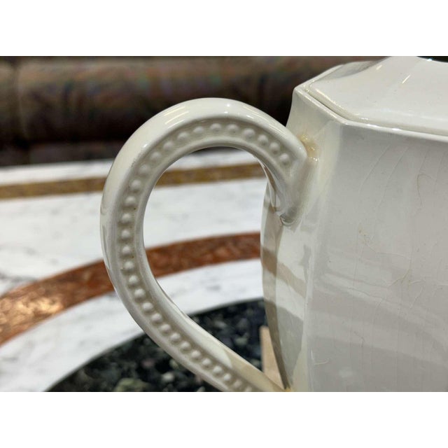 Octagonal Perles Teapot from Creil and Montereau, 19th Century For Sale - Image 6 of 15