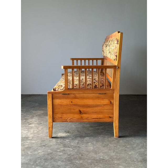 Antique 19th Century Central Europe Pine Bench Fold-Out Daybed With Hidden Storage For Sale - Image 16 of 17