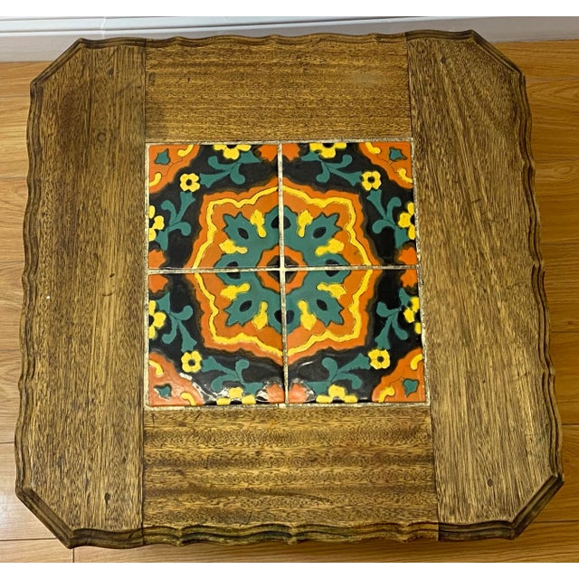 Mission Mission Oak Arts & Crafts Tile Top Side Table C.1920 For Sale - Image 3 of 8