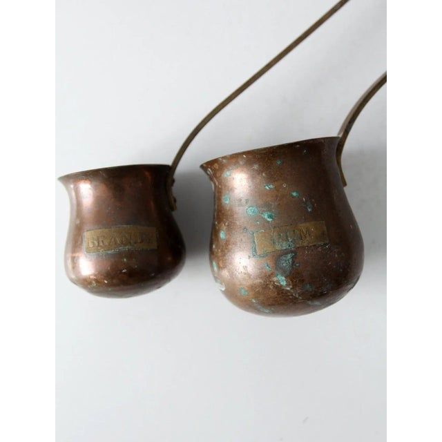 Cabin Antique Copper Liquor Ladles Pair For Sale - Image 3 of 13