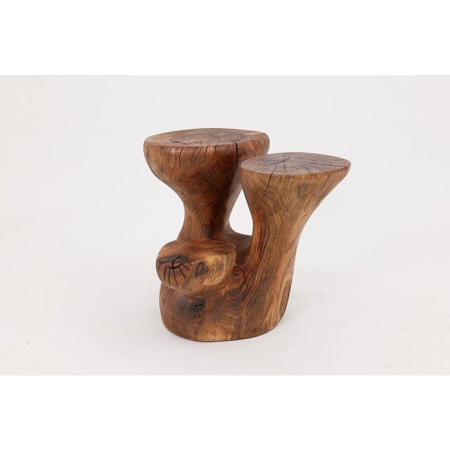 Handmade walnut stool/side table exemplifies the beauty of craftsmanship with its elegantly curved design. Each curve is...