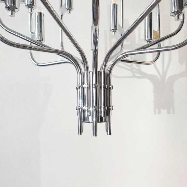 Italian Chrome Chandelier by Gaetano Sciolari, 1970s For Sale - Image 11 of 18