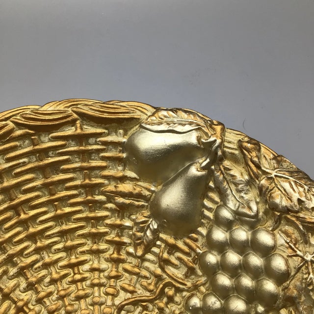 Italian Gold and White Florentine Woven Wicker Ceramic Fruit Bowl For Sale - Image 10 of 13