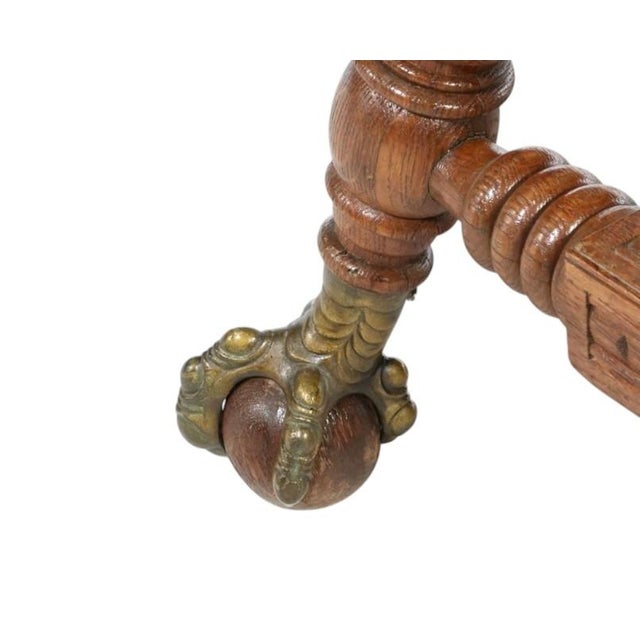 Wood C. 1893 Mecklen Bros of Nyc Oak Library Table With Barley Twist Legs For Sale - Image 7 of 10