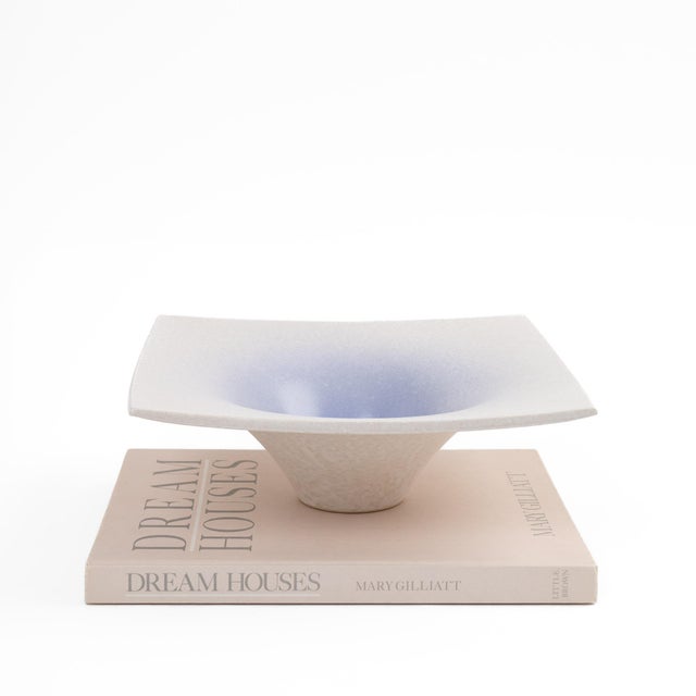 Toyo Vintage Japanese Ikebana Vase Purple-to-White Gradient Ceramic Suiban For Sale - Image 4 of 13