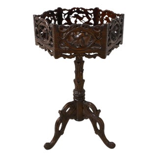Black Forest Style Carved Pedestal Table For Sale