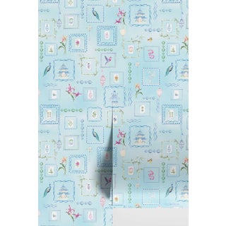 Mahjong Tile Grasscloth Wallpaper by House Party | Bam Blue | 8 Yards For Sale