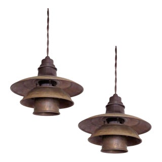Pair of Poul Henningsen, Ph 2/2 Copper Pendant Lights, 1930 For Sale