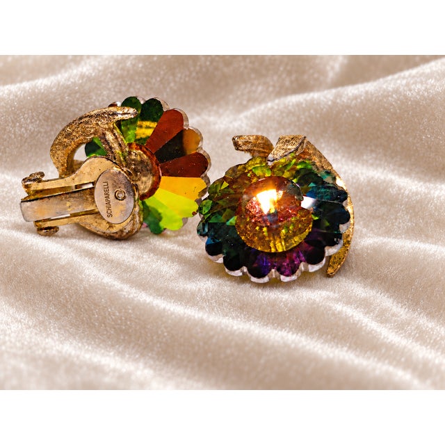Vintage Flower Clip-on Earrings from Elsa Schiaparelli, 1950s, in Very Good conditions. Designed 1950 to 1959 This piece...
