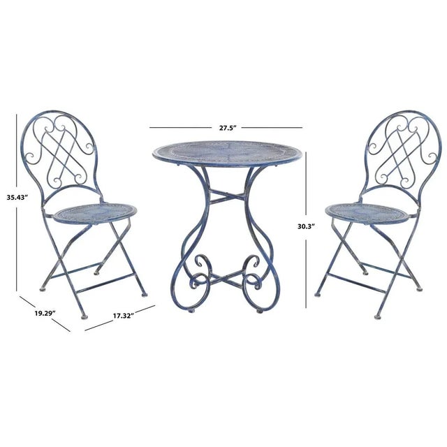 Adriel 3 Piece Bistro Set - Mossy Blue For Sale - Image 4 of 8