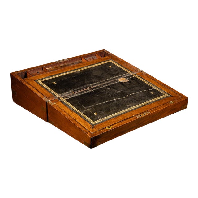 Antique English Walnut Folding Lap Desk For Sale
