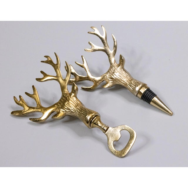 Late 20th Century Vintage Reindeer Stag Barware Bottle Opener & Stopper - Set of 2 For Sale - Image 5 of 6