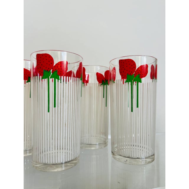 Red 1980s Shatter Proof Strawberry Themed Glassware Set - Set of 6 For Sale - Image 8 of 11