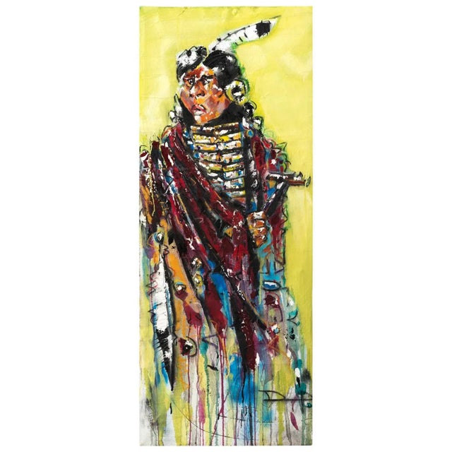 Abstract Painting of an Indian on Canvas For Sale - Image 10 of 10