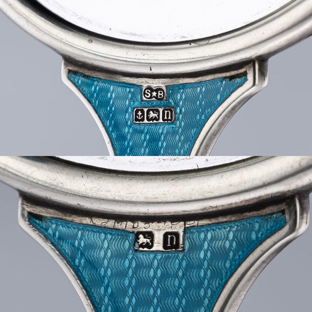 Antique English Silver and Guilloché Enamel Magnifying Glass, 1912 For Sale - Image 11 of 12