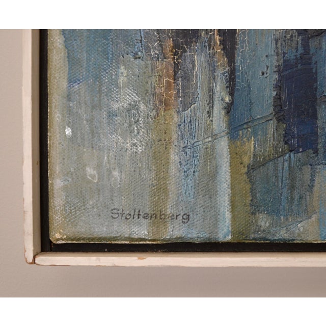 Oversize oil painting on canvas of cathedral by renown American artist Donald Hugo Stoltenberg (1927-2016) in original...