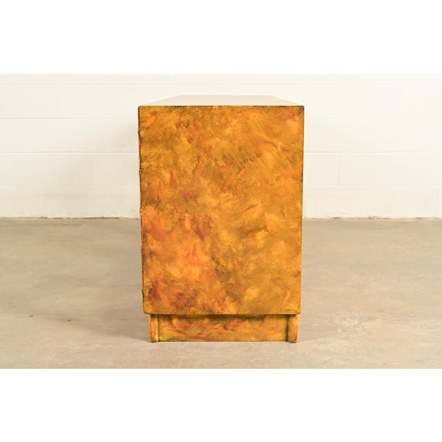 Henredon Style Mid-Century Hollywood Regency Faux Bamboo Mirrored Front Sideboard Credenza, Circa 1970s For Sale - Image 10 of 12