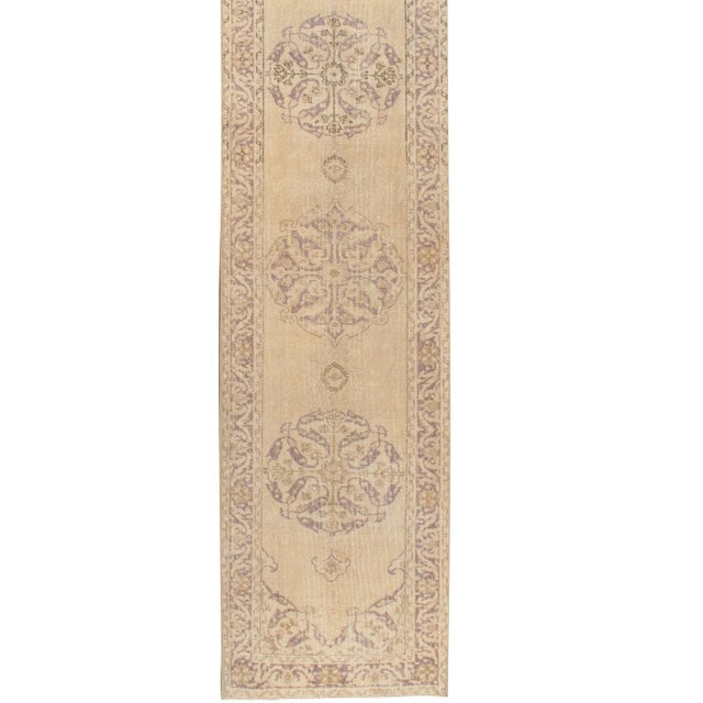Tan Antique Turkish Oatmeal Shabby Chic Sivas Runner Rug 2ft 10in X 10ft 5in For Sale - Image 8 of 8
