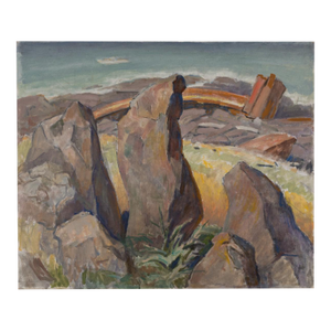Brutalist Mid-Century Landscape Painting by Edmund Franklin Ward