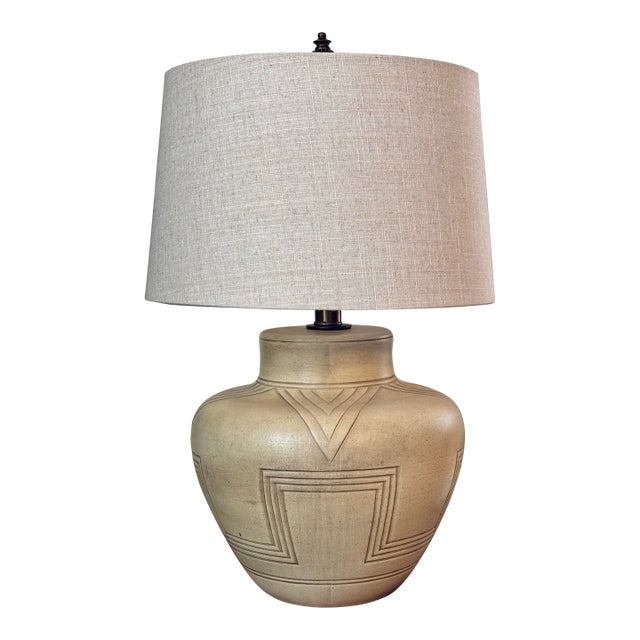 1970s Midcentury Southwestern Lamp With Shade For Sale