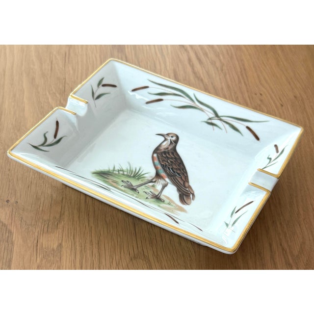 Hermes France porcelain ashtray/catchall. Suede bottom. Appropriate markings. Made in France.