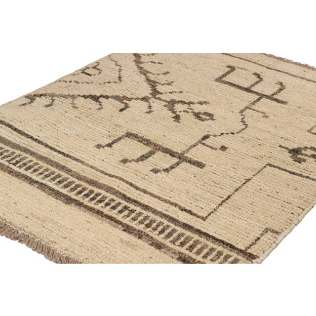Rug & Kilim Rug & Kilim’s Modern Classics Rug in Beige With Brown Geometric Patterns For Sale - Image 4 of 7