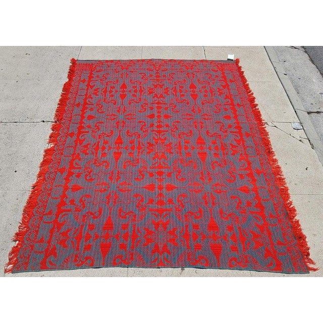 This coverlet comes from a private collection in Pennsylvania.It is signed and dated 1860 & signed by the weaver @ Abealom...