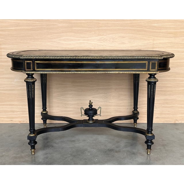 Ebonized Center or Writing Desk Table, 1890s For Sale - Image 4 of 18