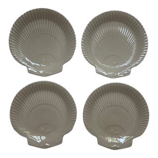 Mid 20th CenturyWedgwood Wedgwood of Etruria & Barlaston Nautilus Taupe Bone China Shell Plates -Set of 4 For Sale